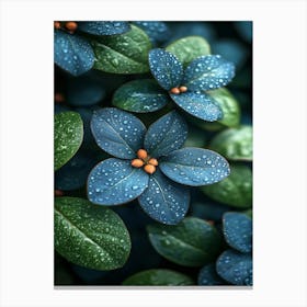 Blue Flowers With Water Droplets Canvas Print