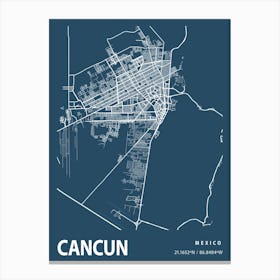 Cancun Blueprint City Map 1 Canvas Print