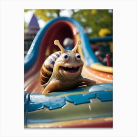 Snail On A Slide Canvas Print