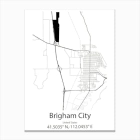 Brigham City,United States Minimalist Map Canvas Print