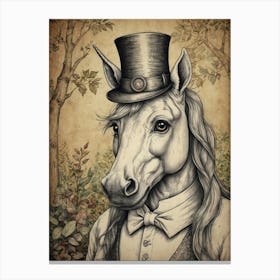 Unicorn In Top Hat 1 Canvas Print