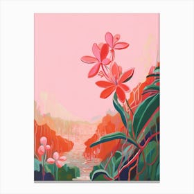 Boho Wildflower Painting Wild Pink Silene 3 Canvas Print