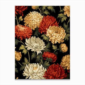 Chrysanthemums 1 William Morris Style Winter Florals Canvas Print