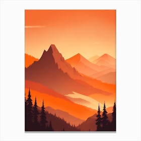 Misty Mountains Vertical Composition In Orange Tone 36 Canvas Print