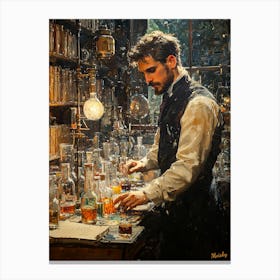 Man In A Lab, Impressionist Oil Painting – Inspired by van Gogh Canvas Print