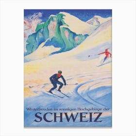 Winter in Switzerland Vintage Ski Poster Canvas Print