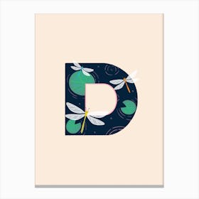 Letter D Dragonfly Canvas Print