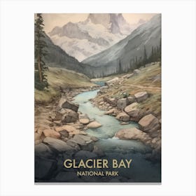 Glacier National Park Watercolour Vintage Travel Poster 2 Canvas Print