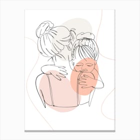 Mother And Daughter Hugging Mothers day Canvas Print