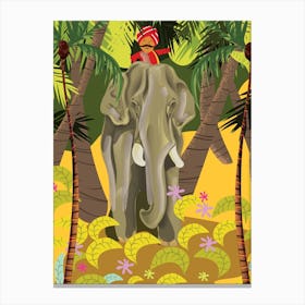 Indian Elephant In The Jungle Canvas Print