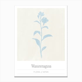 Japandi Flower Market, Floral Silhouette in Pastel Blue Canvas Print