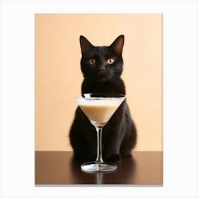 Black Cat With Martini Canvas Print