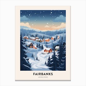 Winter Night  Travel Poster Fairbanks Alaska 2 Canvas Print