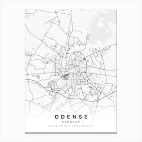 Odense Denmark White Map Canvas Print