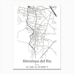 Almoloya De Alquisiras,Mexico Minimalist Map Canvas Print