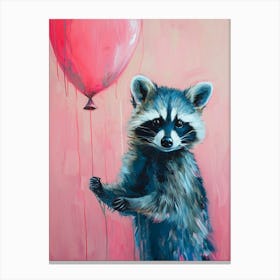 Cute Raccoon 2 With Balloon Canvas Print