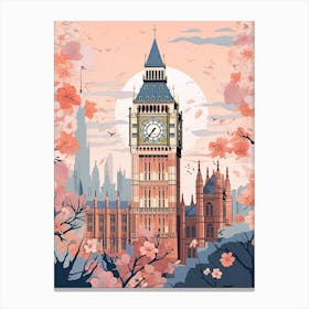 Big Ben, London   Cute Botanical Illustration Travel 4 Canvas Print