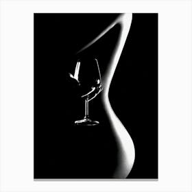 Black And White Woman Drinking Wine Canvas Print