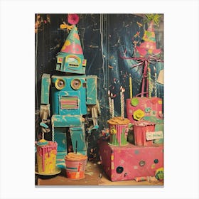 Retro Robot Kitsch Birthday Party 2 Canvas Print