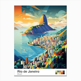 Rio De Janeiro, Brazil, Geometric Illustration 3 Poster Canvas Print