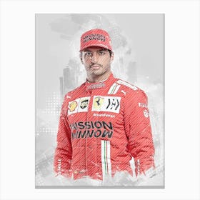 Carlos Sainz Ferrari Portrait Canvas Print