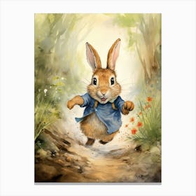 Bunny Running Rabbit Prints Watercolour 3 Canvas Print
