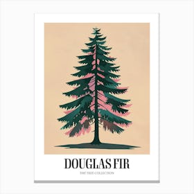Douglas Fir Tree Illustration Colourful 3 Poster Canvas Print
