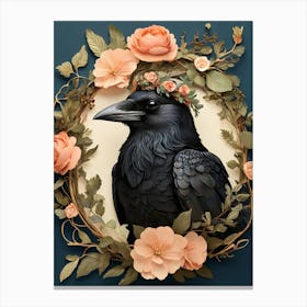 Crow In A Wreath 1 Canvas Print