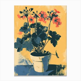 Geranium Flowers On A Table   Contemporary Illustration 1 Canvas Print