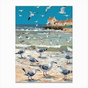 Seagulls On The Beach Canvas Print