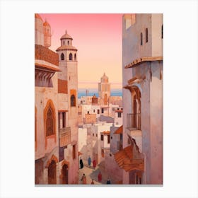 Tangier Morocco 4 Vintage Pink Travel Illustration Canvas Print