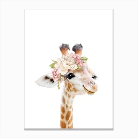 Peekaboo Floral Giraffe Canvas Print