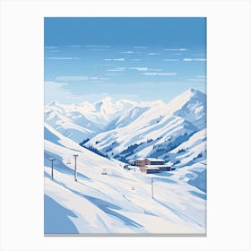 Gudauri   Georgia, Ski Resort Illustration 1 Simple Style Canvas Print