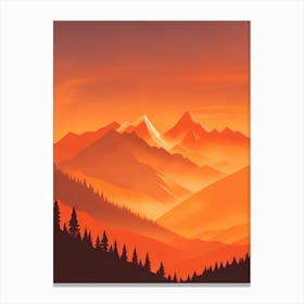Misty Mountains Vertical Composition In Orange Tone 69 Canvas Print