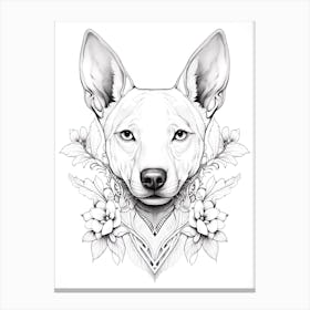 Basenji Dog, Line Drawing 4 Canvas Print