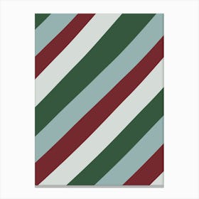 Festive Christmas Stripes Red Green Canvas Print