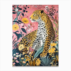 Floral Animal Painting Leopard 2 Canvas Print