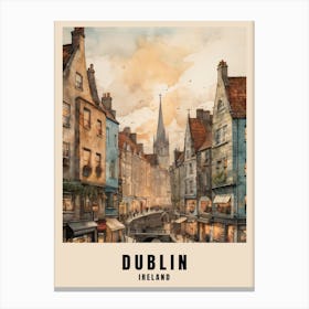 Dublin City Ireland Travel Poster (3) Canvas Print