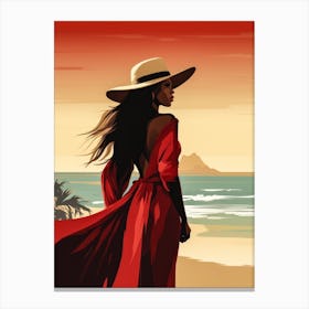Illustration of an African American woman at the beach 133 Canvas Print