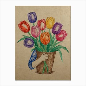 Tulips In A Pot Canvas Print