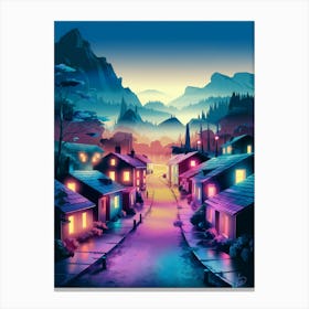 Neon City,Anime Art Lofi Canvas Print