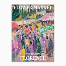 Vintage Flower Market Painting Florence Italy 4 Canvas Print