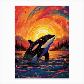 Swirl Brushstrokes Orca Whale Canvas Print