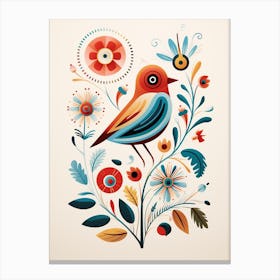 Scandinavian Bird Illustration Sparrow 1 Canvas Print