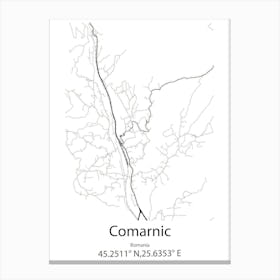 Comarnic,Romania Minimalist Map Stampe su tela