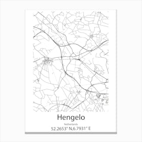 Hengelo,Netherlands Minimalist Map Canvas Print