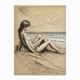 Girl On The Beach 1 Canvas Print