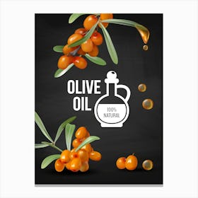 Olive Oil Bottle - olives poster, kitchen wall art Canvas Print