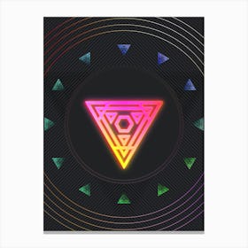 Neon Geometric Glyph in Pink and Yellow Circle Array on Black n.0328 Canvas Print