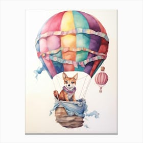 Baby Jackal 2 In A Hot Air Balloon Canvas Print